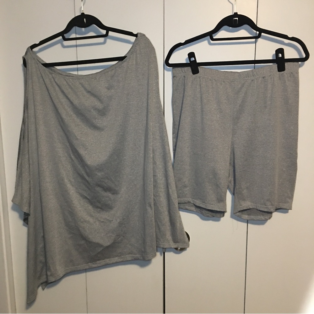 Shein Oversized Asymmetric Tunic with Short legging Set Gray Size 3x Preowned